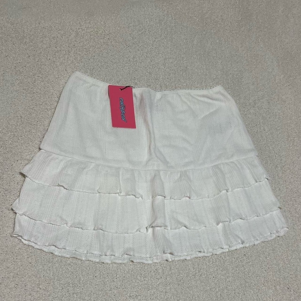 Edikted White Ruffled Skirt